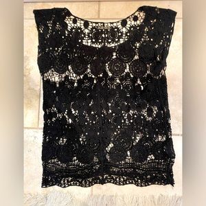 NWOT black crochet top